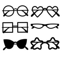 Glasses icon set with different shapes and sizes vector