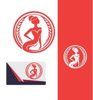 Sophisticated Glow Elegant Lady Logo Design vector