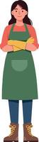 Woman with apron and boots in minimal flat art vector