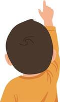 Child pointing upwards in flat, minimal illustration vector