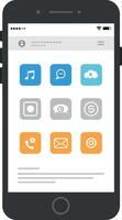 Mobile phone interface design showcasing apps in flat art vector