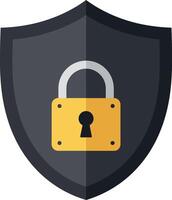 Shield with padlock design features flat style art vector