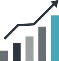 Increasing bar graph with arrow design in flat art vector
