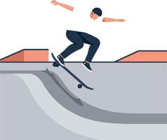 Skateboarder performing tricks in modern flat style art vector