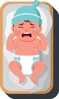 Crying baby character design in flat style illustration vector