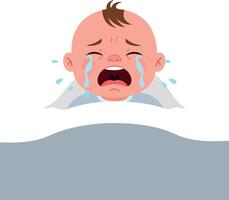 Crying baby character in minimal style art vector