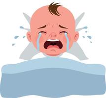 Crying baby character in flat design style art vector
