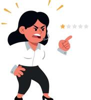 Angry woman pointing in frustration with flat art style illustration vector