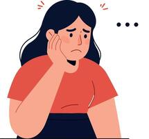 Woman expressing concern with flat minimal design art vector
