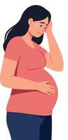 Pregnant woman expressing concern in minimal flat art vector