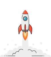 Rocket launching into the sky with flat design style art vector