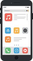 Smartphone app interface with colorful icons in flat art vector
