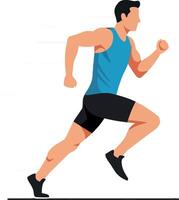 Dynamic male runner in motion with flat design style illustration vector