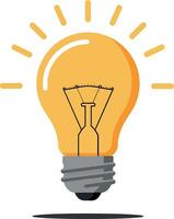 Light bulb glowing brightly in minimal illustration style vector