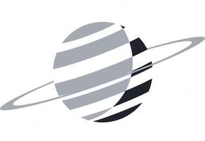 Planet with Rings in Minimalist Style Featuring Striped Design Art vector