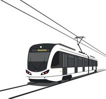 Modern train in motion with minimal design style illustration vector