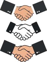 Handshake representation in diverse skin tones flat art vector