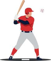 Baseball player preparing to swing in flat art vector