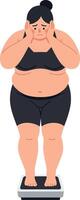 Woman on Scale Expressing Concern in Flat Art Style vector