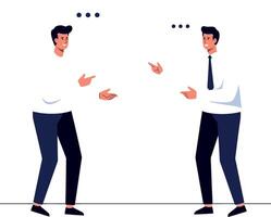Two business people discussing ideas in flat art vector