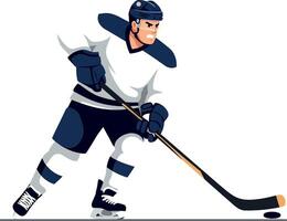 Hockey player in action with stick detailed art vector
