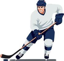 Hockey player in action with minimal style illustration vector