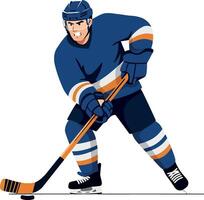Hockey player in action with detailed flat design art vector