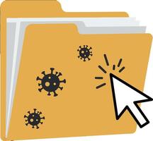 Folder with virus symbols and cursor in flat art vector