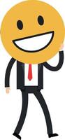 Happy businessman character walking with a smiling face illustration vector