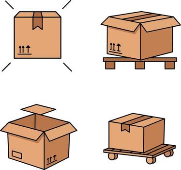 varios cartulina cajas en plano diseño exhibiendo diferente estilos y preparativos en Arte vector