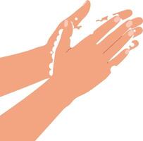 Hands applying soap in a clean and hygienic manner, minimal illustration emphasizing cleanliness and health awareness vector