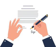 Hands holding a pen and paper in a minimal style, capturing the essence of writing in art vector