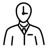 A black and white line drawing of a man with a clock on his face vector