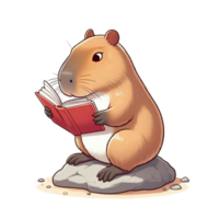 A capybara is reading a book png