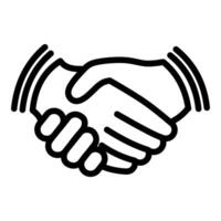 A black and white illustration of two hands shaking vector