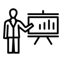 A man is giving a presentation on a board vector