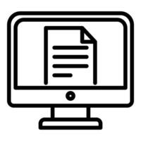 A computer monitor with a paper document on it vector