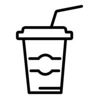 A black and white icon of a drink cup with a straw vector