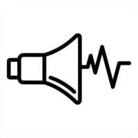 A black and white icon of a megaphone with a heartbeat vector