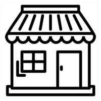 A black and white icon of a small store vector