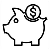 A black and white piggy bank with a dollar sign on it vector