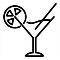 A black and white line icon of a martini vector