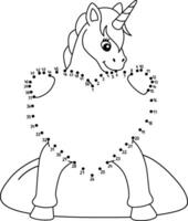 Dot to Dot Unicorn Hugging Heart Isolated Coloring vector