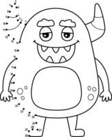 Dot to Dot Happy Monster Isolated Coloring Page vector