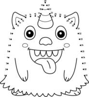 Dot to Dot Monster Unicorn Isolated Coloring Page vector