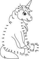 Dot to Dot Sitting Unicorn Isolated Coloring Page vector