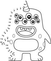 Dot to Dot Monster with Multiple Eyes Isolated vector