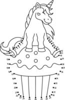 Dot to Dot Unicorn Sitting on a Cupcake Isolated vector