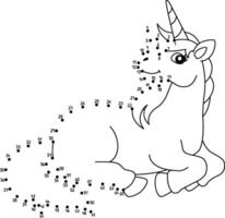 Dot to Dot Unicorn Laying Isolated Coloring Page vector