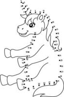 Dot to Dot Sitting Unicorn Isolated Coloring Page vector